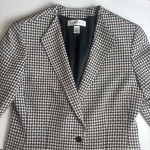 Vintage Women's Size 10 100% Silk Blazer Geometric Squares Print Career Siren